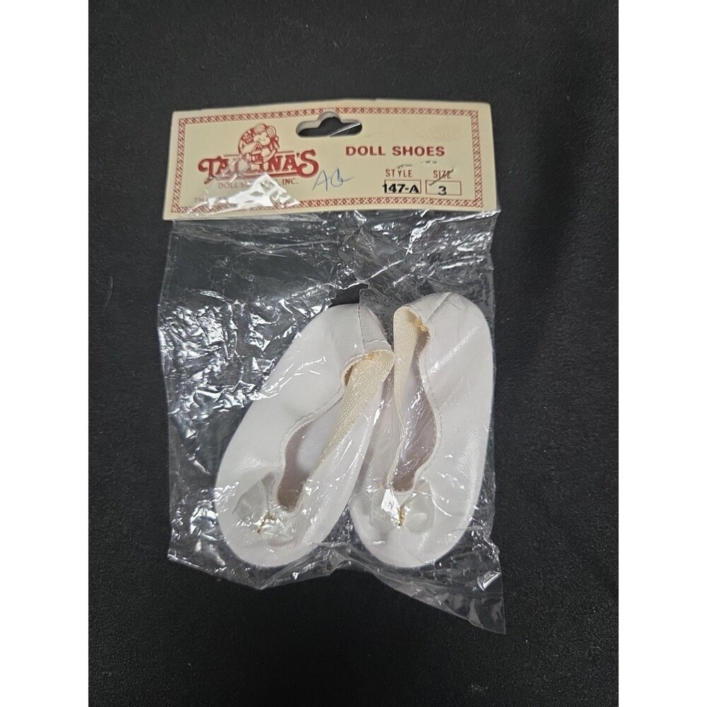 Tallinas Doll Shoes White Ballet Shoes Style 147-A Size 3 Accessory